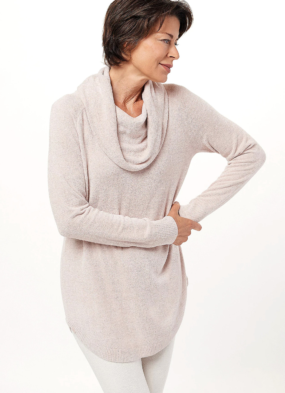 BAREFOOT DREAMS ROSEBUD COZYCHIC ULTRA LITE COASTAL COWL NECK TUNIC SWEATER XL